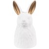 Clayre & Eef 6CE1525 Decoración Estatua Conejo 11x11x21 cm Blanco - Dorado
