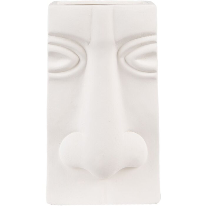 Clayre & Eef 6CE1527 Jarrón Decoración 15x9x25 cm Blanco