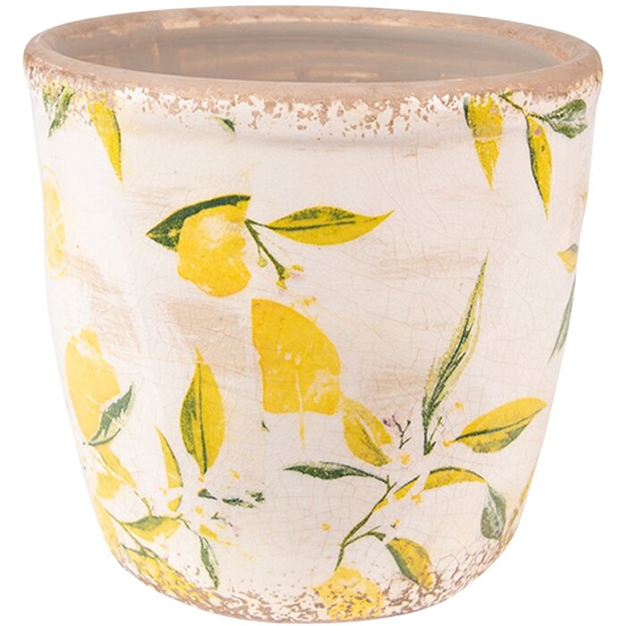 Clayre & Eef 6CE1529S Maceta decorativa Ø 14x14 cm Amarillo