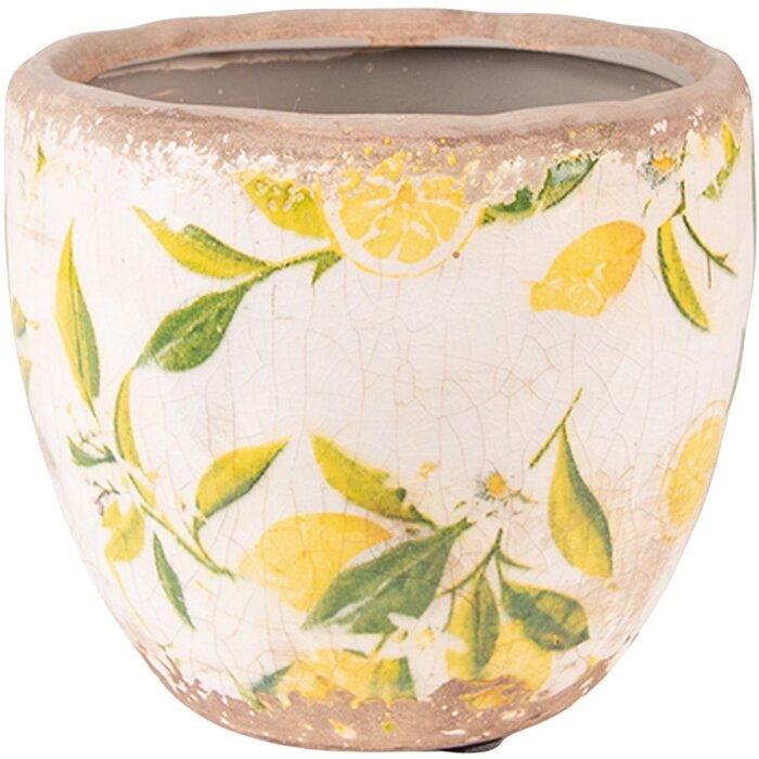 Clayre & Eef 6CE1529XS Maceta decorativa Ø 12x11 cm Amarillo