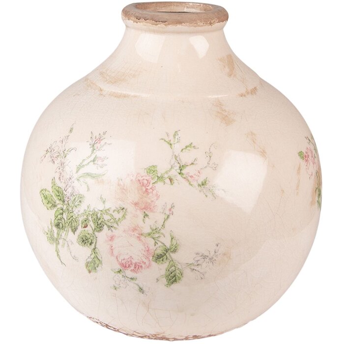 Clayre & Eef 6CE1538L Jarrón decorativo Ø 25x25 cm Rosa - Beige