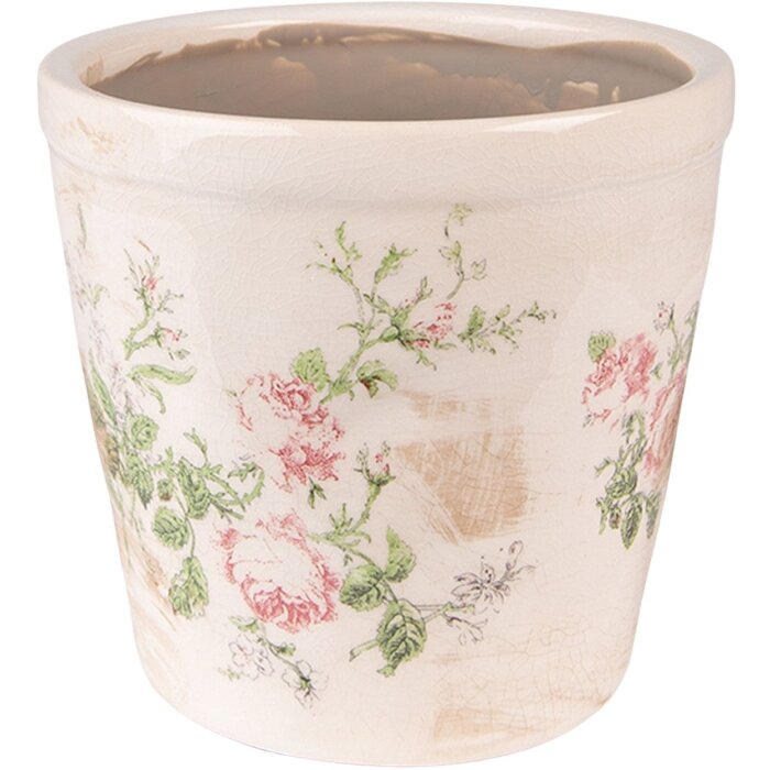 Clayre & Eef 6CE1544L Maceta decorativa Ø 17x16 cm Rosa - Beige
