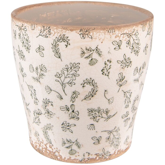Clayre & Eef 6CE1545L Maceta decorativa Ø 17x16 cm Verde - Beige
