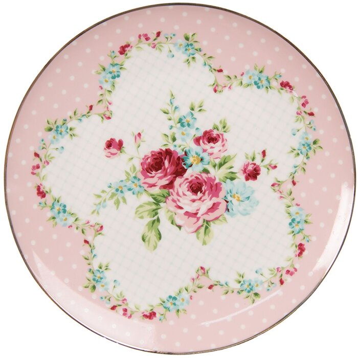 Clayre & Eef 6CEDP0127 Plato Pequeño Ø 21x2 cm Plato Desayuno Rosa