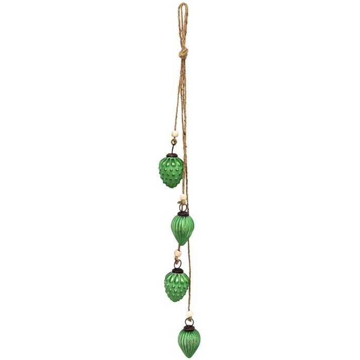 Clayre & Eef 6GL3708 Guirnalda Decorativa Bolas de Navidad 7x5x67 cm Verde