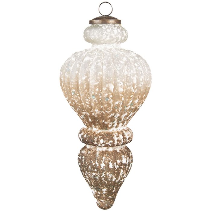 Clayre & Eef 6GL3773 Adornos de Navidad Ø 12x25 cm Marrón - Blanco Adornos de Navidad XL