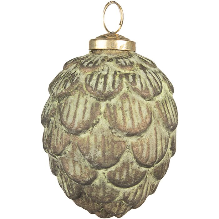 Clayre & Eef 6GL3788 Adornos de Navidad Ø 8x10 cm Adornos de Navidad verdes