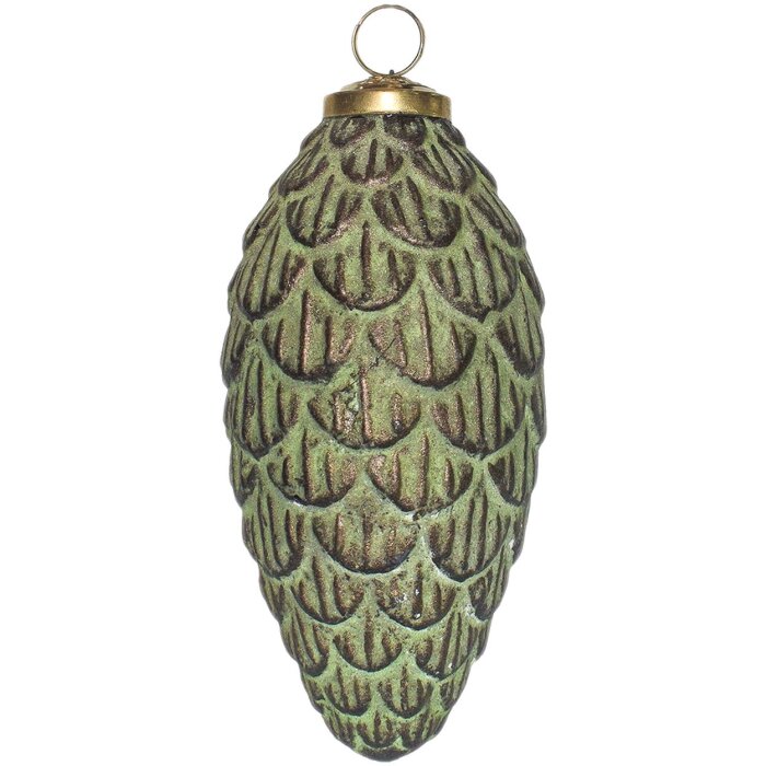 Esfera de Navidad Clayre & Eef Ø 7x15 cm Verde / Marrón