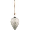 Clayre & Eef 6GL3876 Bola de Navidad Ø 10x16 cm Plateada - Blanca
