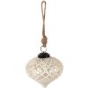 Clayre & Eef 6GL3898 Bola de Navidad Ø 10x11 cm Plateada - Blanca
