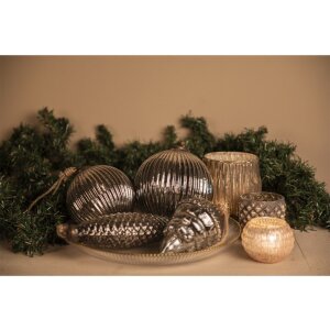 Clayre & Eef 6GL3911 Adorno de Navidad Ø 20x20 cm Adorno de Navidad plateado XL