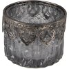 Clayre & Eef 6GL3985 Portacandelitas Ø 9x6 cm Portavelas de cristal plateado
