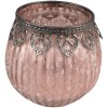 Clayre & Eef 6GL3987 Portacandelitas Ø 11x10 cm Portavelas de cristal rosa