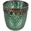 Clayre & Eef 6GL3994 Portacandelitas Ø 9x9 cm Portavelas de vidrio verde