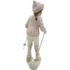 Clayre & Eef 6PR3646 Decoración Niño en Esquí 12x8x19 cm Rosa - Blanco