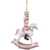 Clayre & Eef 6PR3671 Decoración Cascanueces en Caballo Mecedora 6x3x9 cm Rosa