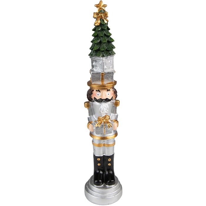 Clayre & Eef 6PR3706 Decoración Cascanueces 5x5x25 cm Color plata