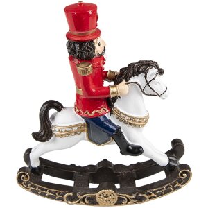 Clayre & Eef 6PR3710 Decoración Cascanueces sobre Caballo Balancín 15x5x18 cm Rojo