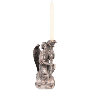 Clayre & Eef 6PR3733 Portavelas Ángel 15x14x29 cm Gris