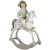 Clayre & Eef 6PR4792 Decoración Niño en caballo balancín 19x8x26 cm Beige - Verde