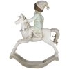Clayre & Eef 6PR4792 Decoración Niño en caballo balancín 19x8x26 cm Beige - Verde