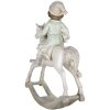 Clayre & Eef 6PR4792 Decoración Niño en caballo balancín 19x8x26 cm Beige - Verde