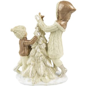 Clayre & Eef 6PR4797 Decoración Niños con Árbol de Navidad 10x5x14 cm Beige