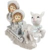Clayre & Eef 6PR4813 Decoración Niños en trineo 16x7x12 cm Color plata