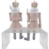 Clayre & Eef 6PR4845 Decoración Cascanueces (Juego de 2) 6x6x12-21 cm Rosa - Blanco