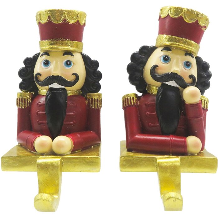 Clayre & Eef 6PR4858 Porta Medias de Navidad Cascanueces (Juego de 2) 7x6x12 cm