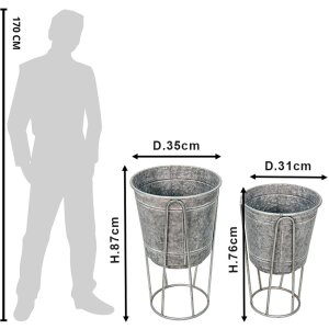 Clayre & Eef 6Y4883 Decoración Jardinera Ø 35x31-87 - Ø 31x27-76 cm