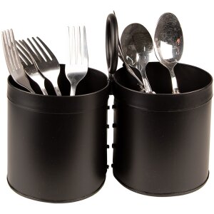 Clayre & Eef 6Y4943 Portacubiertos 22x11x21 cm Negro