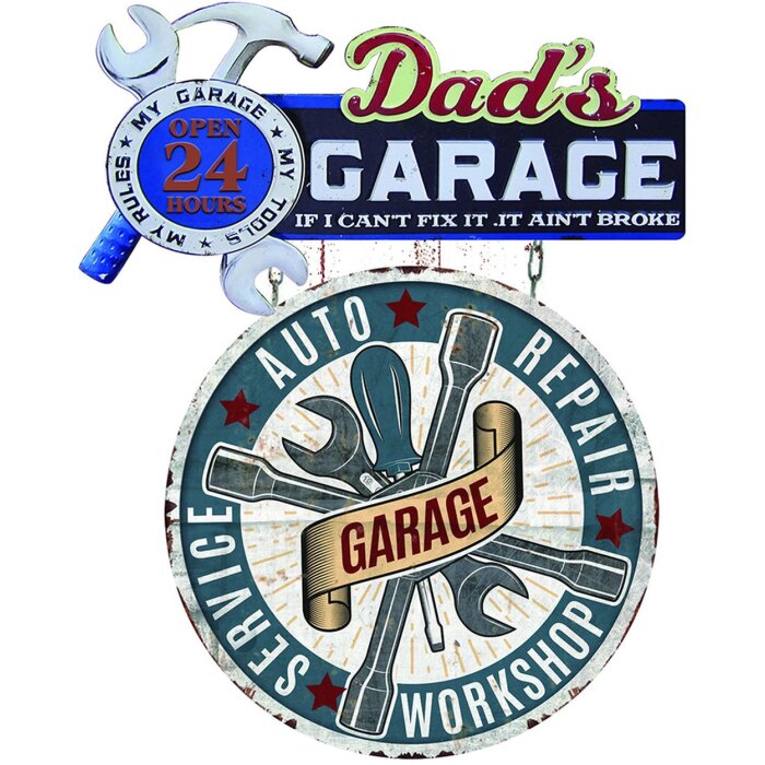Clayre & Eef 6Y5064 Letrero 48x1x60 cm Azul Dads Garage