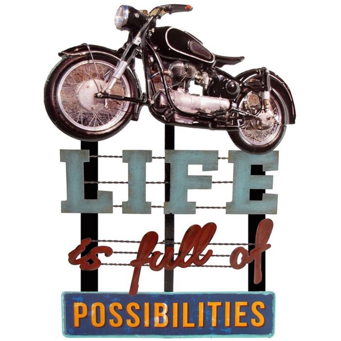 Clayre & Eef 6Y5072 Señal de texto 46x1x60 cm Azul Moto