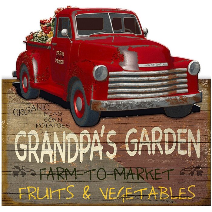 Clayre & Eef 6Y5083 Cartel Texto 50x1x48 cm Rojo Granja Mercado