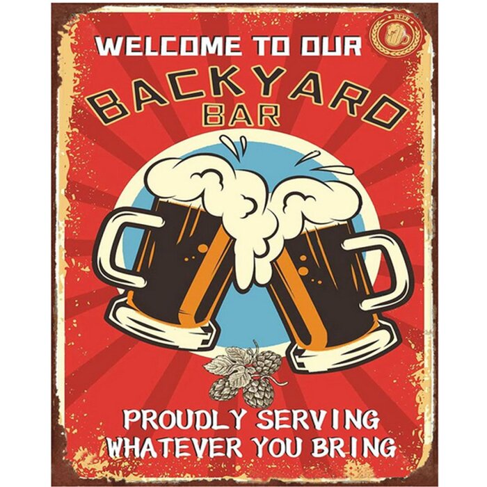 Clayre & Eef 6Y5158 Cartel Texto 20x1x25 cm Rojo Patio Bar