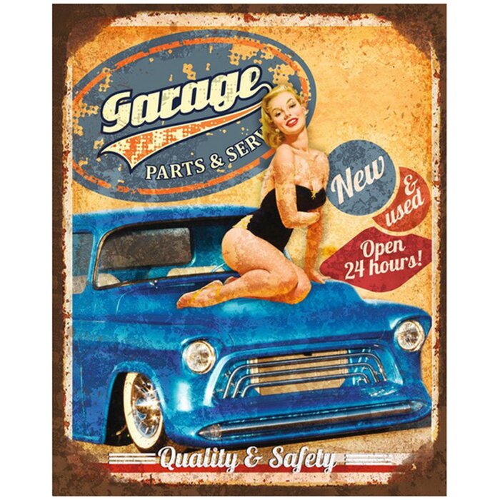 Clayre & Eef 6Y5163 Cartel texto 20x1x25 cm Azul Garaje