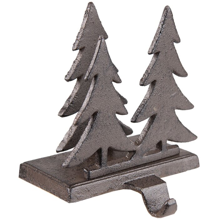 Clayre & Eef 6Y5297 Colgador Medias Árboles de Navidad 13x12x16 cm Marrón