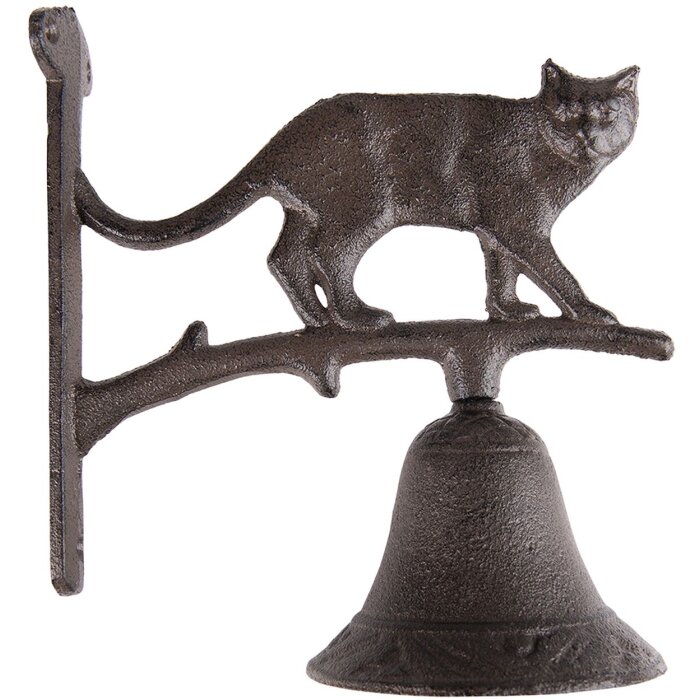 Clayre & Eef 6Y5306 Timbre 9x18x24 cm Marrón Gato de Hierro Fundido