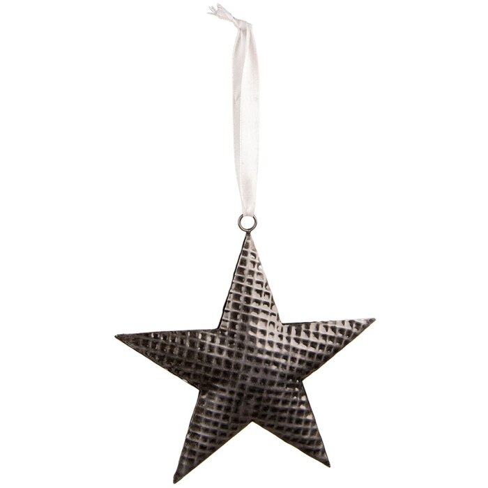 Clayre & Eef 6Y5392M Decoración Colgante Estrella 10x2x10 cm Gris
