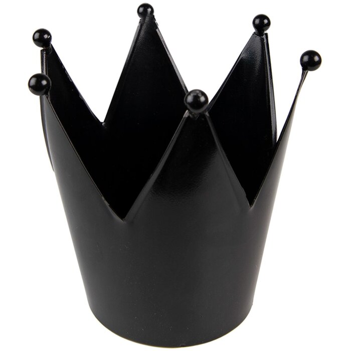 Clayre & Eef 6Y5397L Portacandelitas Corona Ø 18x21 cm Negro