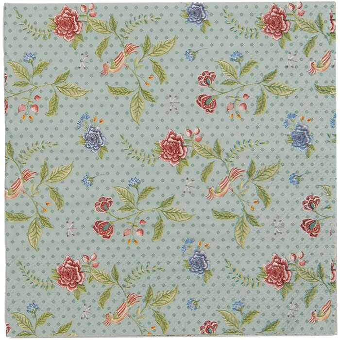 Clayre & Eef BLW73 Servilletas de Papel 33x33 cm (20 Piezas) Azul - Verde