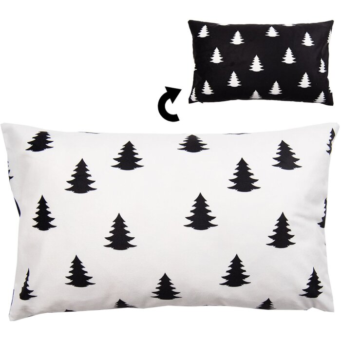Clayre & Eef BWX36-1 Funda de Cojín 30x50 cm Blanco - Negro