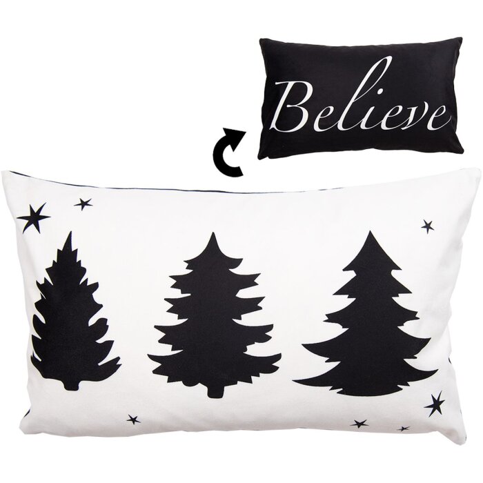 Clayre & Eef BWX36-3 Funda de Cojín 30x50 cm Blanco - Negro