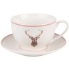Clayre & Eef COLKS Taza y Plato de Café 12x9x6 cm - Ø 14x2 cm - 200 ml