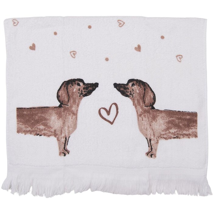 Clayre & Eef CTDHL2 Toalla de Huésped Perro 40x66 cm Blanco - Marrón