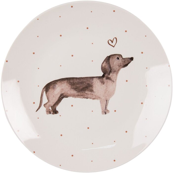 Clayre & Eef DHLDP Plato Pequeño Ø 20x2 cm Beige - Marrón Plato de Desayuno