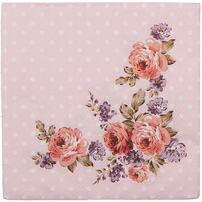 Clayre & Eef DTR73-1 Servilletas de Papel 33x33 cm (20 Piezas) Rosa