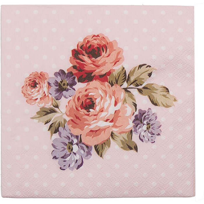 Clayre & Eef DTR73-2 Servilletas de Papel 33x33 cm (20 Piezas) Rosa
