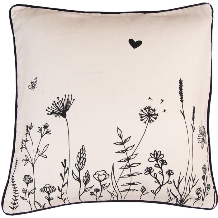 Clayre & Eef FAF21 Funda de Cojín 40x40 cm Beige - Negro